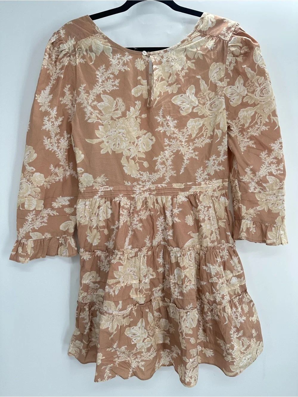 LOVESHACKFANCY Lienzo Mini Dress Floral Espresso Foam Cotton Size 6? - Picture 5 of 12